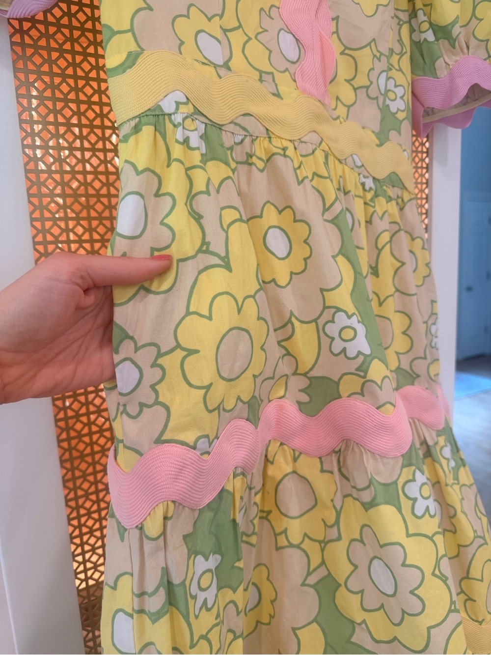 CeliaB Yellow & Pink Floral Tiered Puff Sleeve Dress - Picture 5 of 5